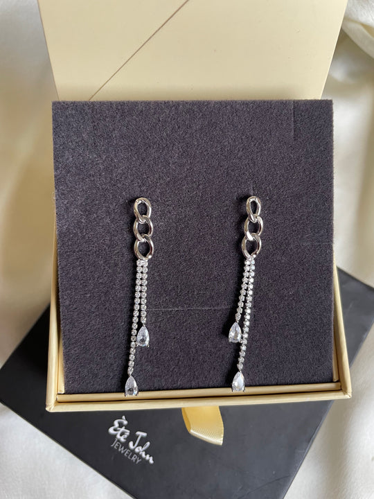 CZ Tennis Dangling Earrings