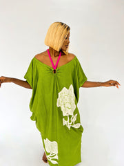Green Pninah Tunic with Pink Rope Tie