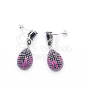 Fuschia, Purple and Black Earrings