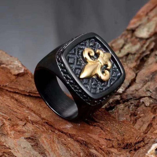 Gold Black Anchor Of Hope Ring