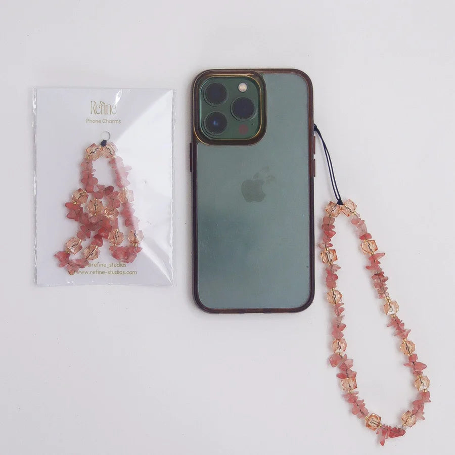 Coral Mason Chipped Beaded Phone Charm