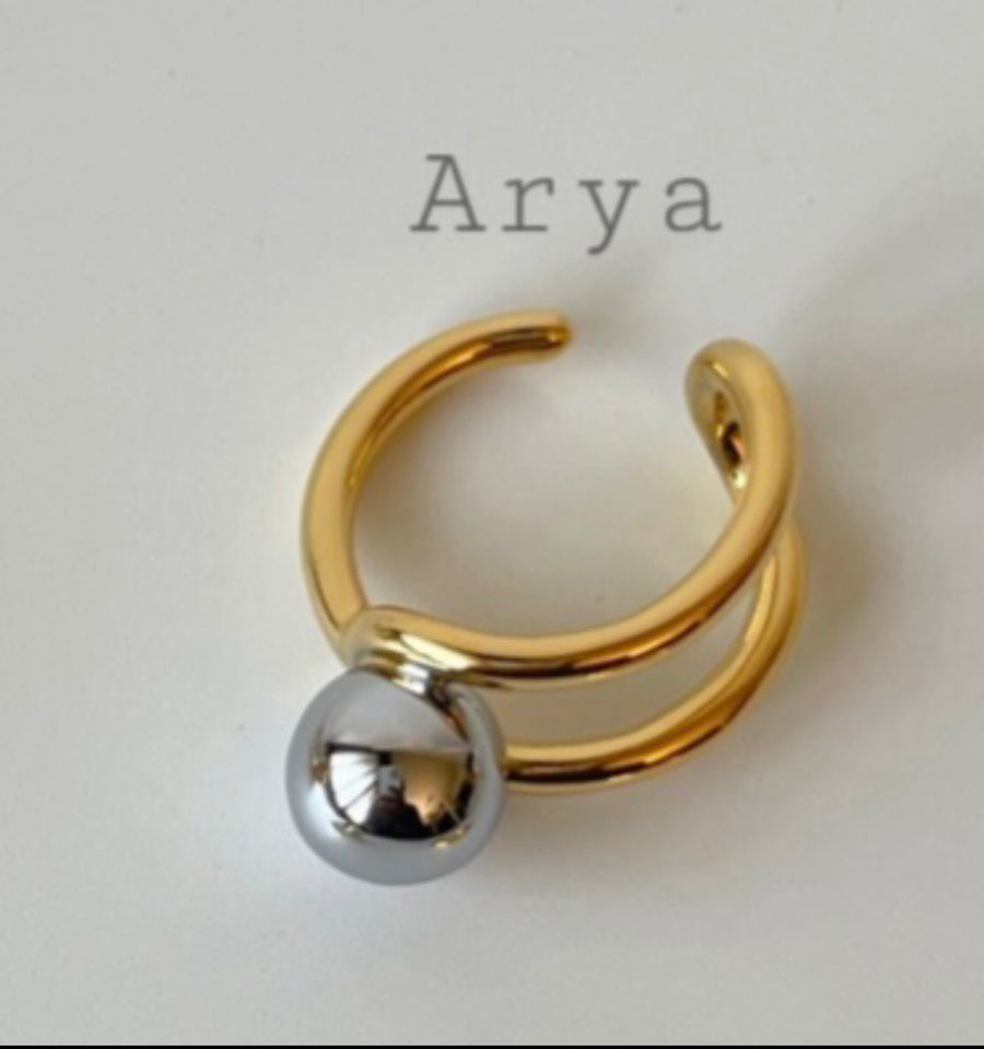 Arya Silver Gold Ball Ring