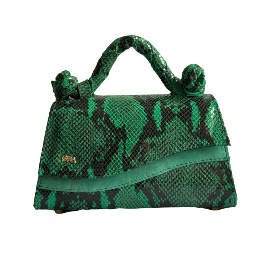 Green Black Snake Skin Zina Mini Handbag