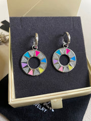 Multicoloured Enamel Full Circle Earrings