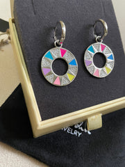 Multicoloured Enamel Full Circle Earrings