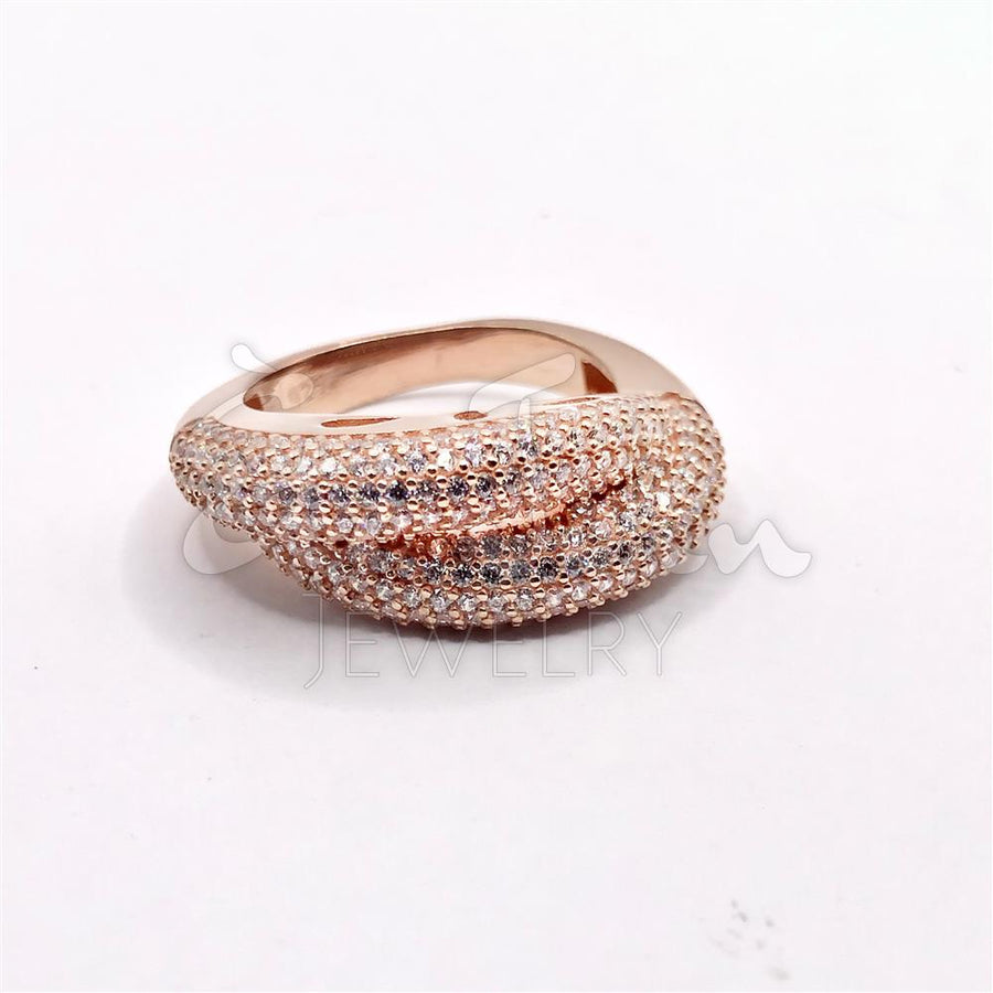 Rhodium Coated Rosegold Cocktail Ring