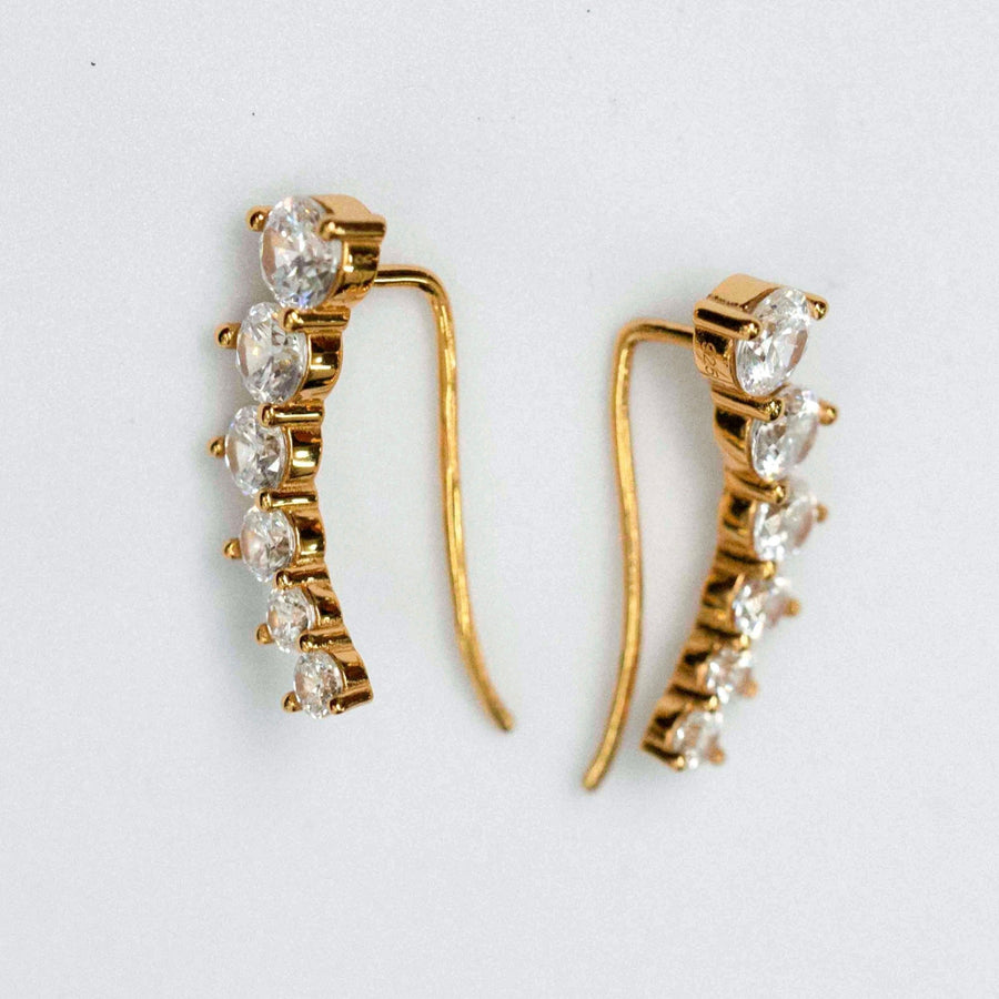 Dawn Stone Climber Gold Earrings