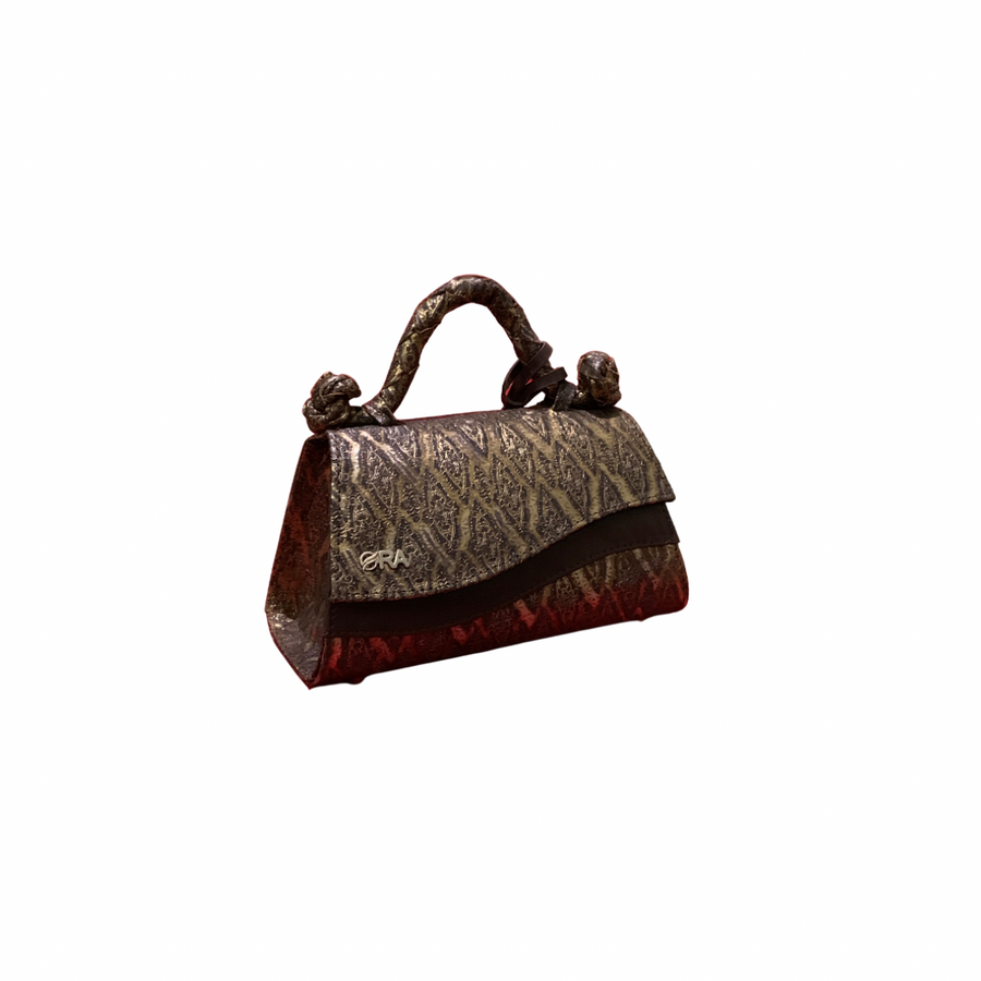 Gold Brown Zina Embossed Mini Handbag