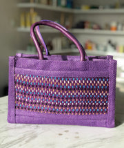 Ami Purple Leather Tote Handbag
