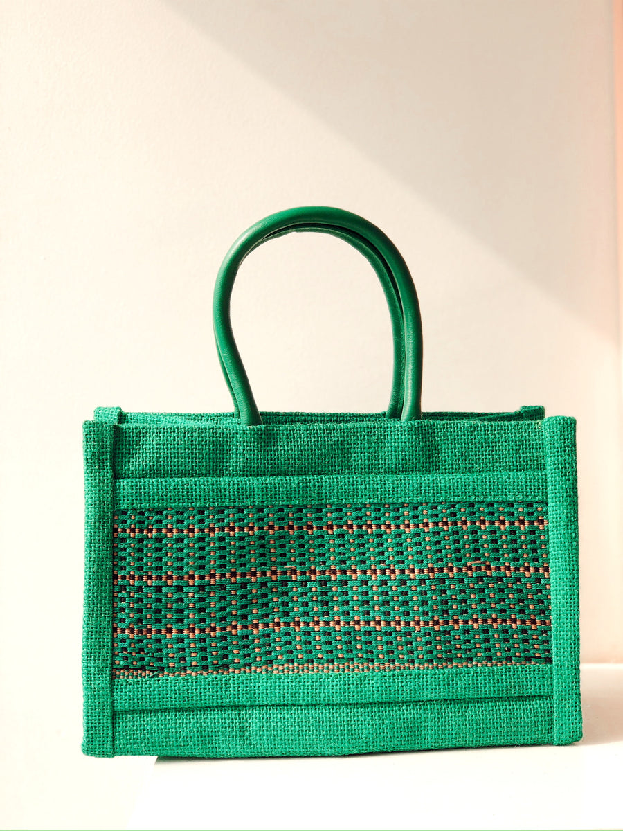 Ami Green Leather Tote Handbag