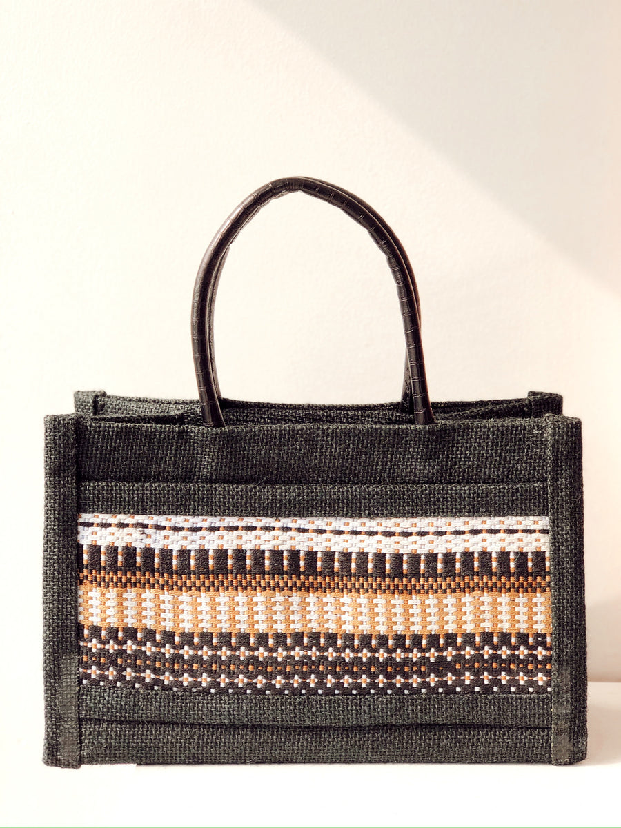 Ami Black Leather Tote Handbag