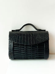 Mimi Black Cane Clutch Handbag