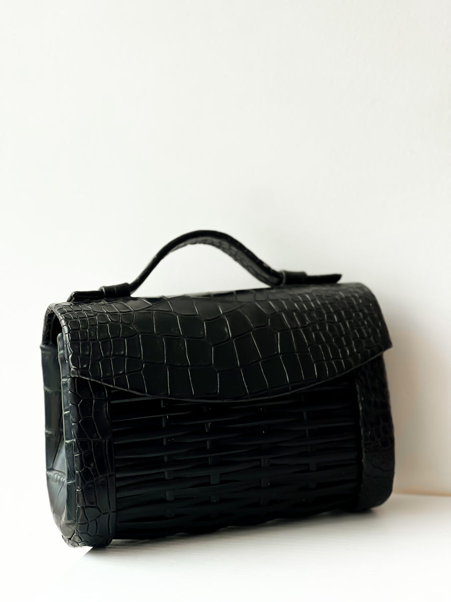 Mimi Black Cane Clutch Handbag