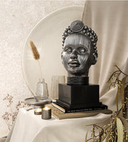 Olokun Head Antique Ornament Silver With Black Stand