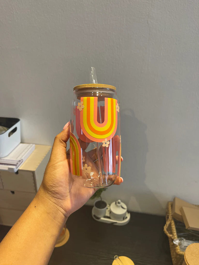 Retro Rainbow Libby Glass Cup