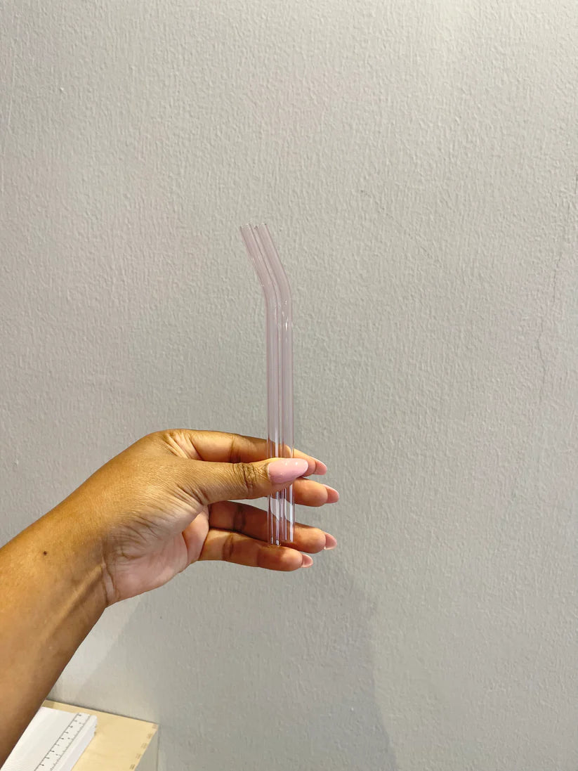Pink Transparent Bend Straw