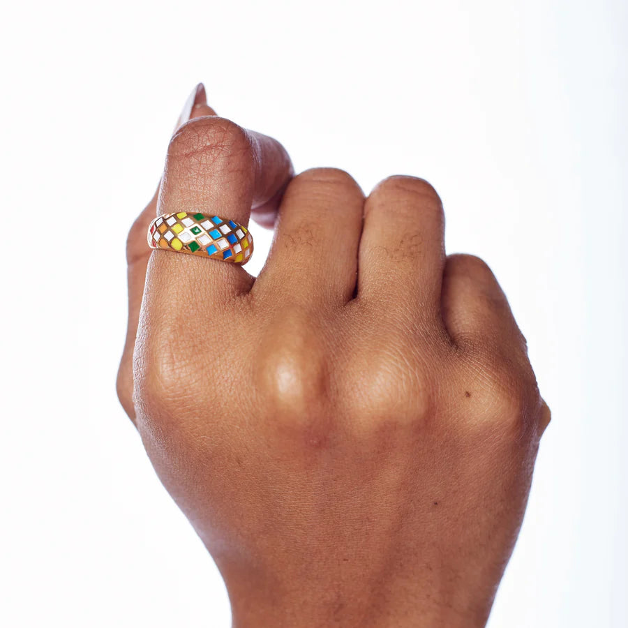Demi Colorful Checked Ring