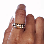 Demi Black & White Checked Ring