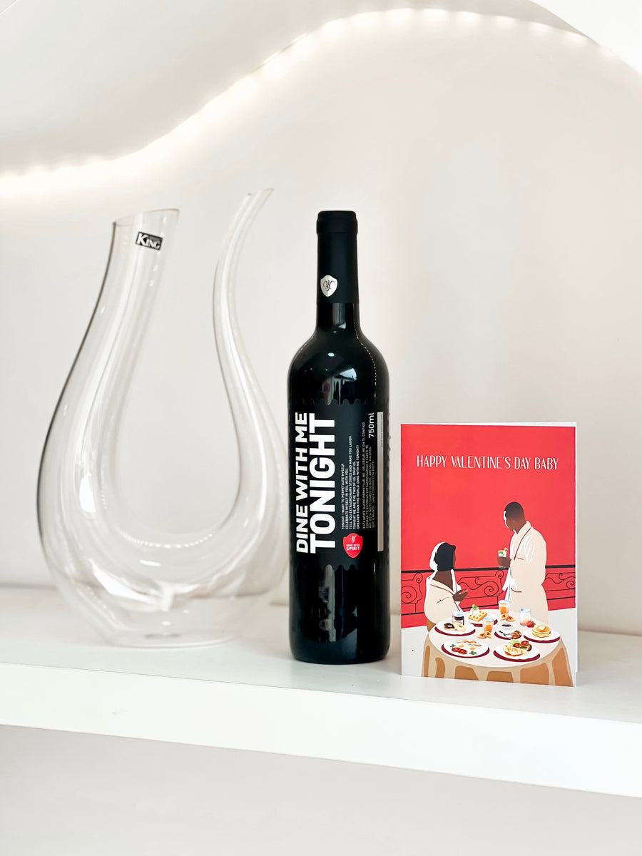 Red Wine, Wine Decanter & Valentines Day Card
