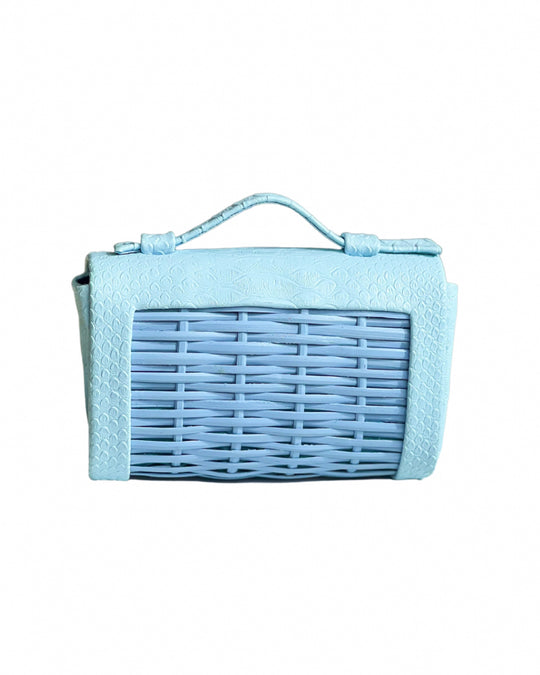 Mimi Baby Blue Cane Clutch Handbag