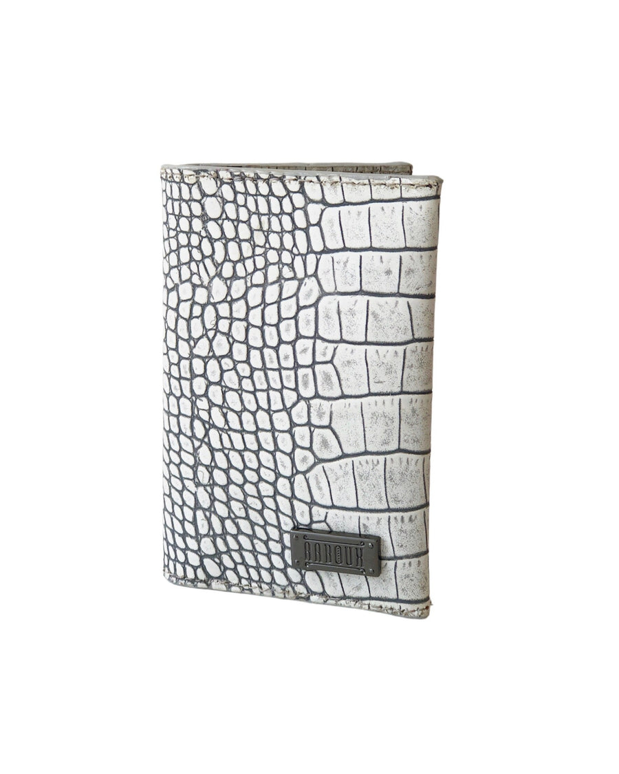 Tinu Grey White Crocco Print Card Holder