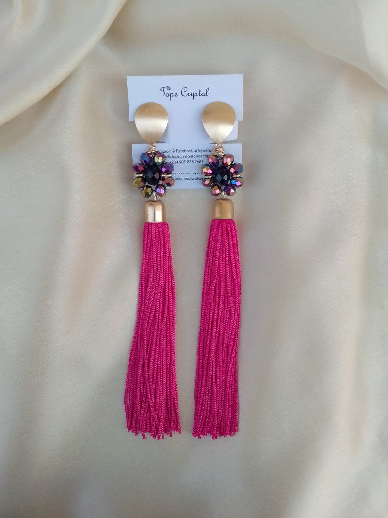Sisi Pink Tassel Earrings